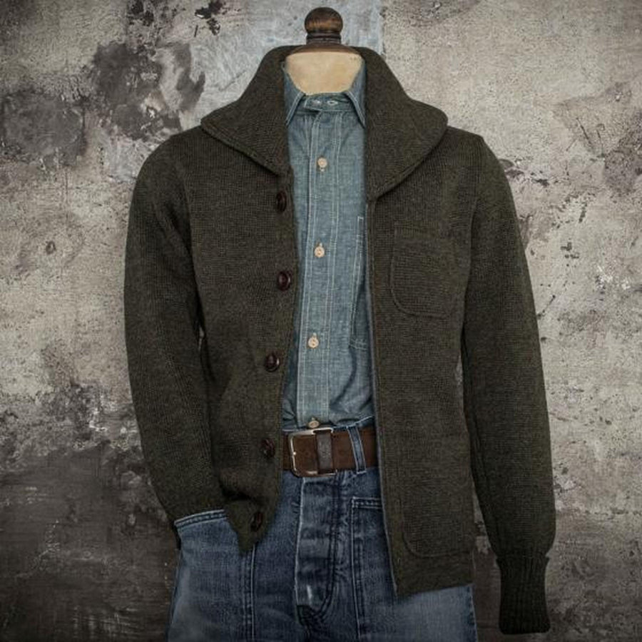 Fleurs de Bagne Cardigan L'Enfant du Malheur — Kaki Homme-FLEURS DE BAGNE-Industrie