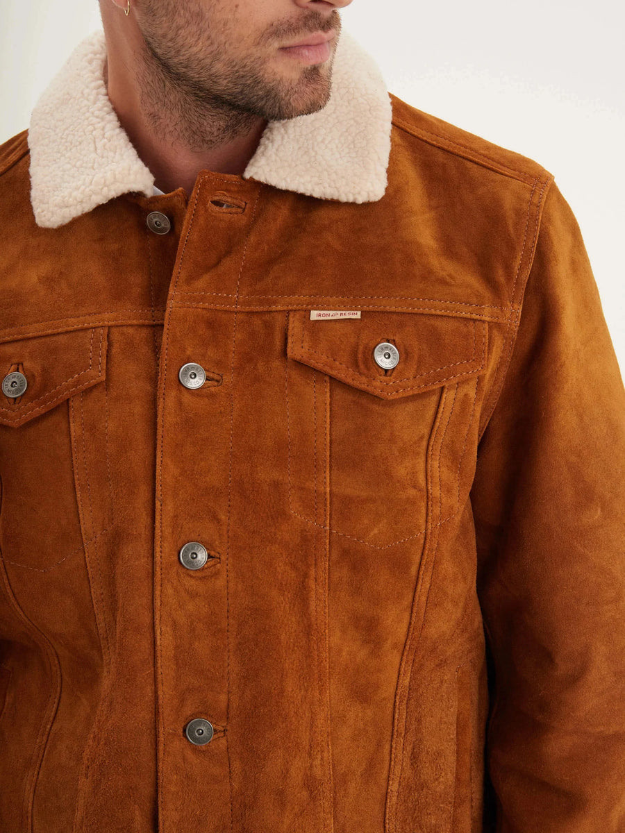 Iron and Resin Open Road Buffalo Jacket — Green / Cognac-IRON AND RESIN-Industrie
