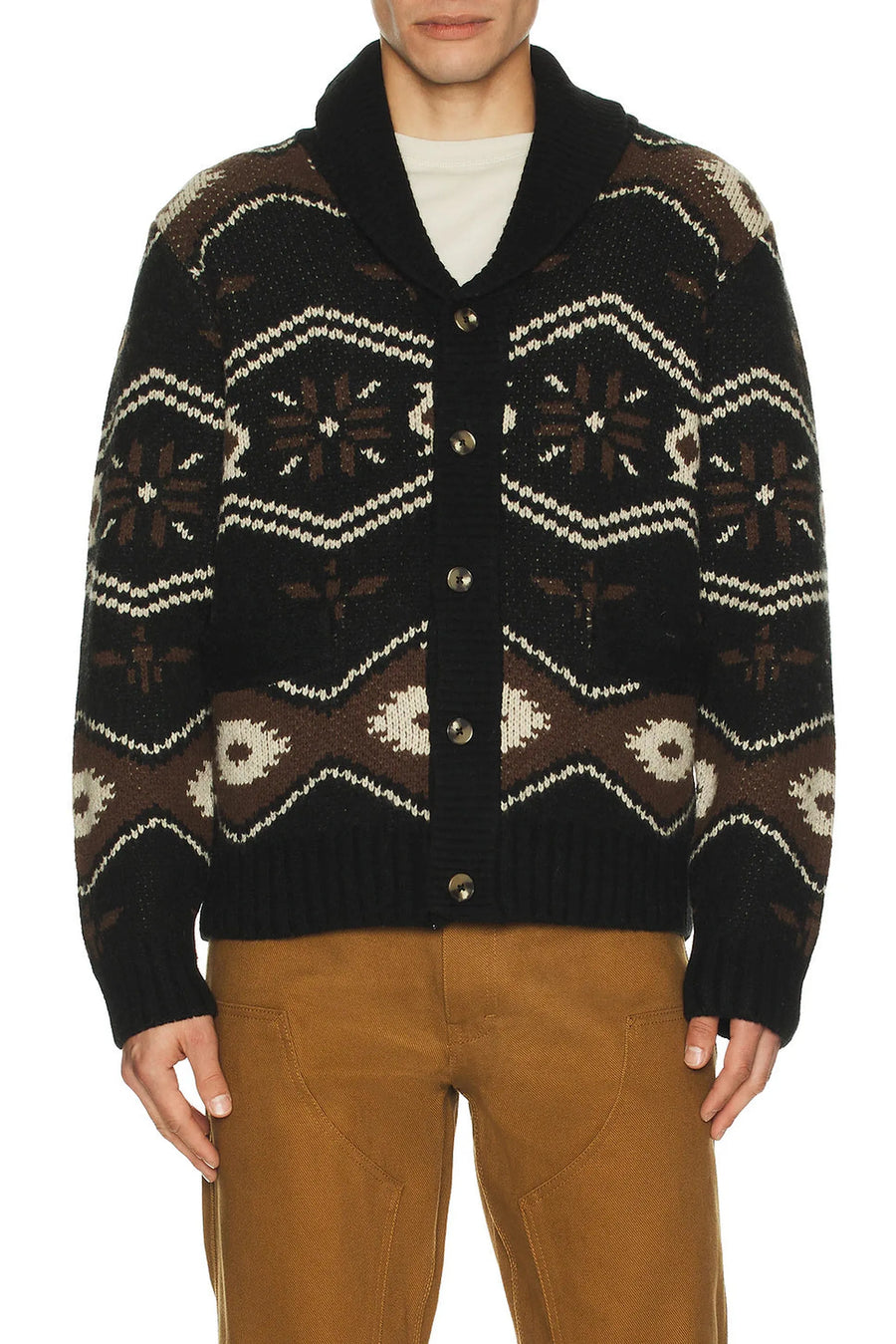 Iron and Resin Wincha Shawl Sweater — Natural / Black-IRON AND RESIN-Industrie