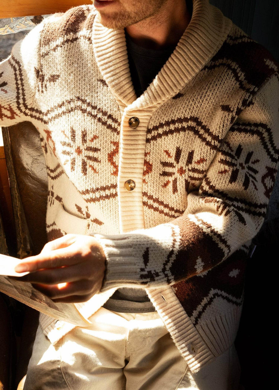 Iron and Resin Wincha Shawl Sweater — Natural / Black-IRON AND RESIN-Industrie