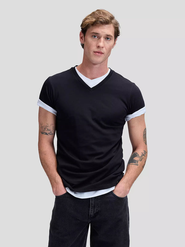 Lee Twin Pack V-Neck T-Shirt — Black & White-LEE-Industrie