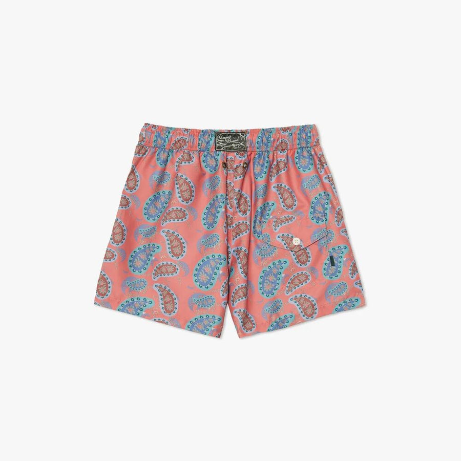 POMPEII DARK PINK BIG PAISLEY SWIM TRUNKS 2