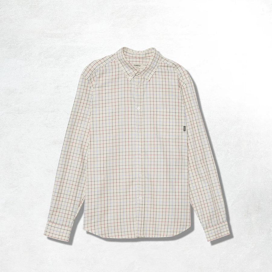 Pompeii Check Wine Cotton Shirt — Wine