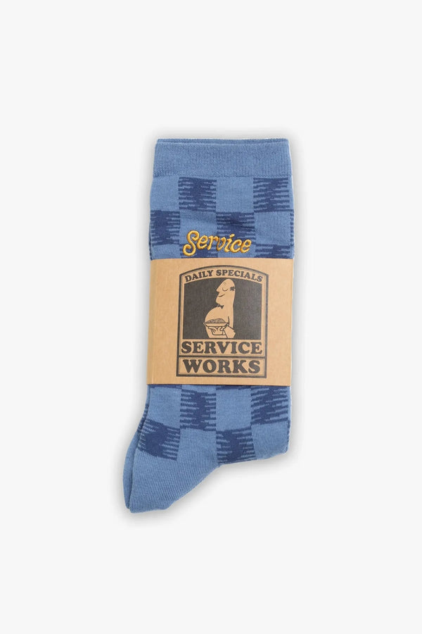 Service Works Chaussettes Checker Sock — Blue