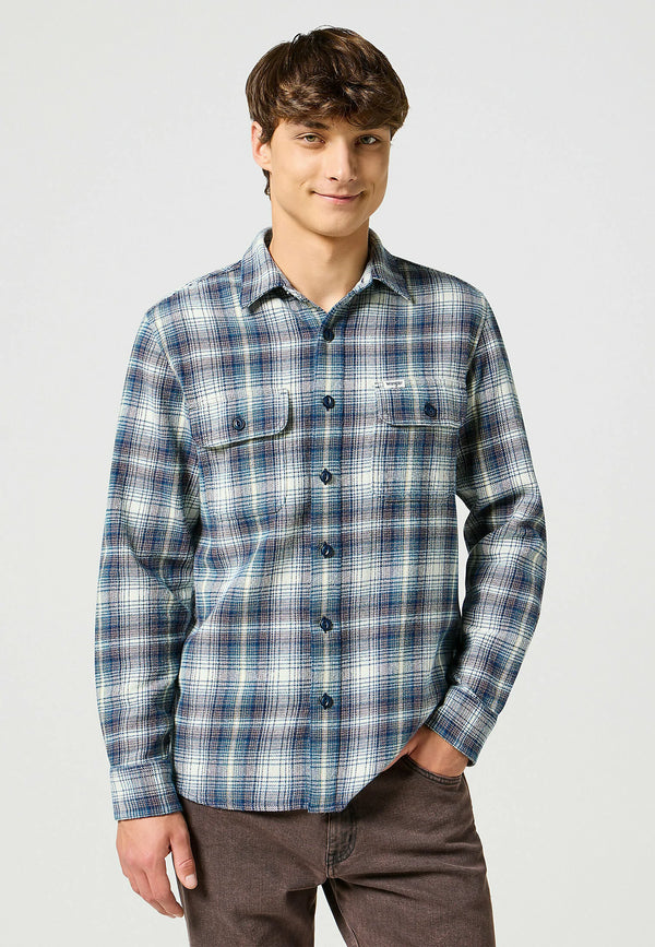 Wrangler 2 PKT Shirt — Blue Grey