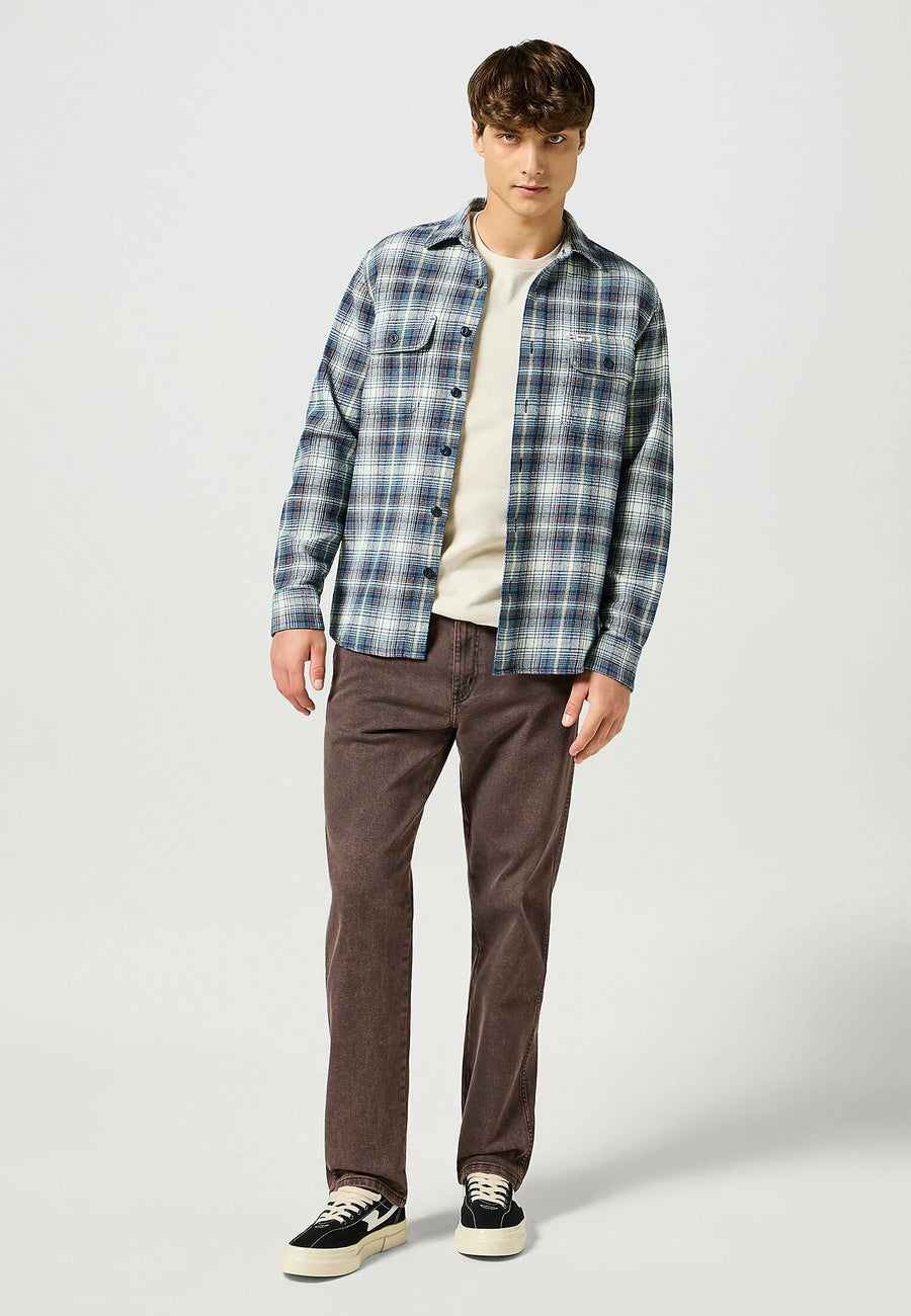 WRANGLER 2 PKT SHIRT BLUE GREY 2