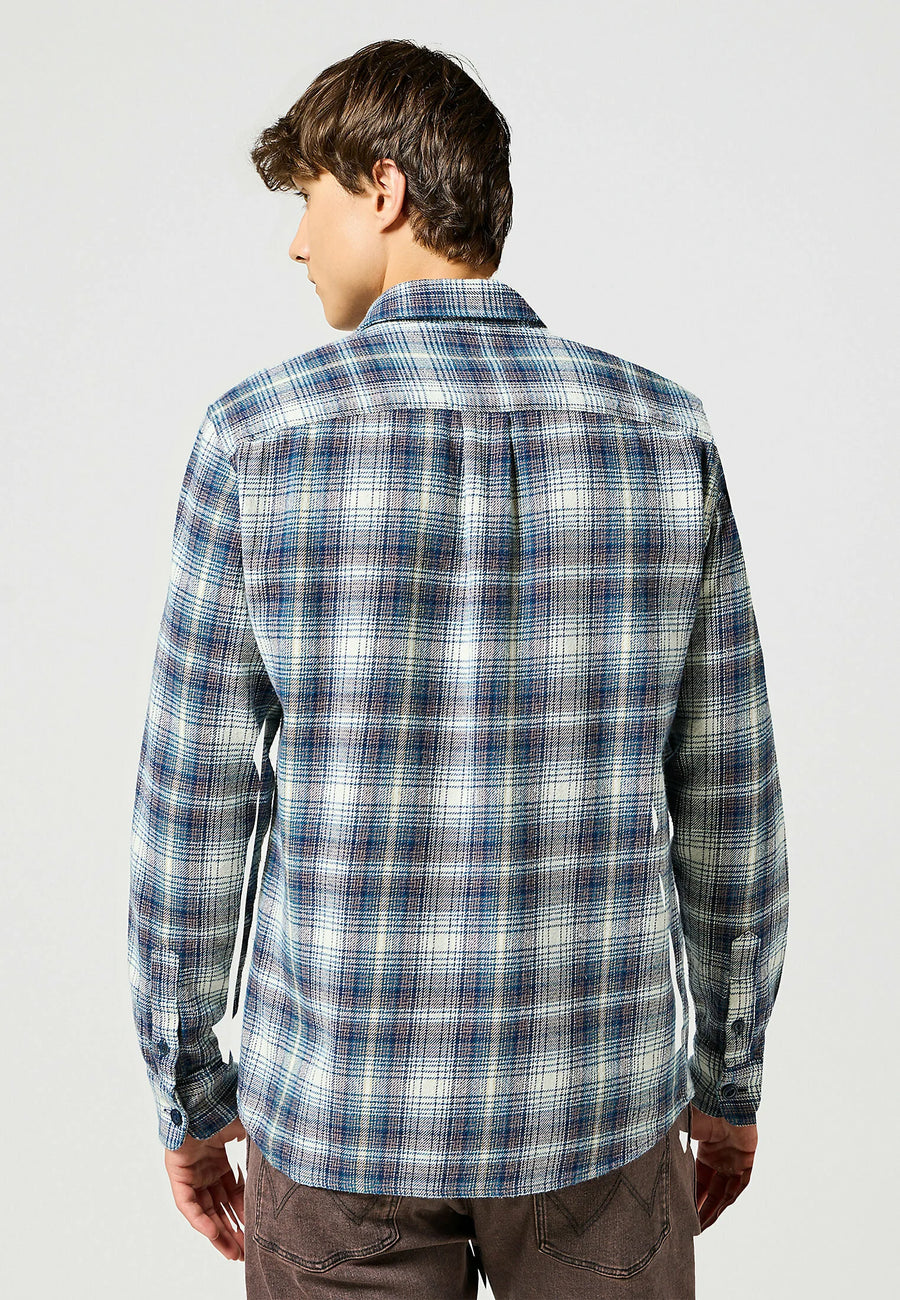 WRANGLER 2 PKT SHIRT BLUE GREY 3