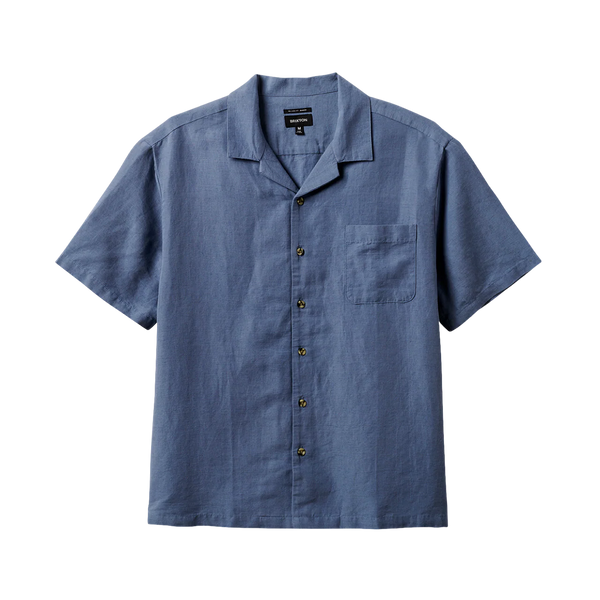 Brixton Bunker Linen Blend S/S — Flint Stone Blue / Whitecap