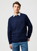 meski sweter wrangler cable knit sweater denim heather 112371654