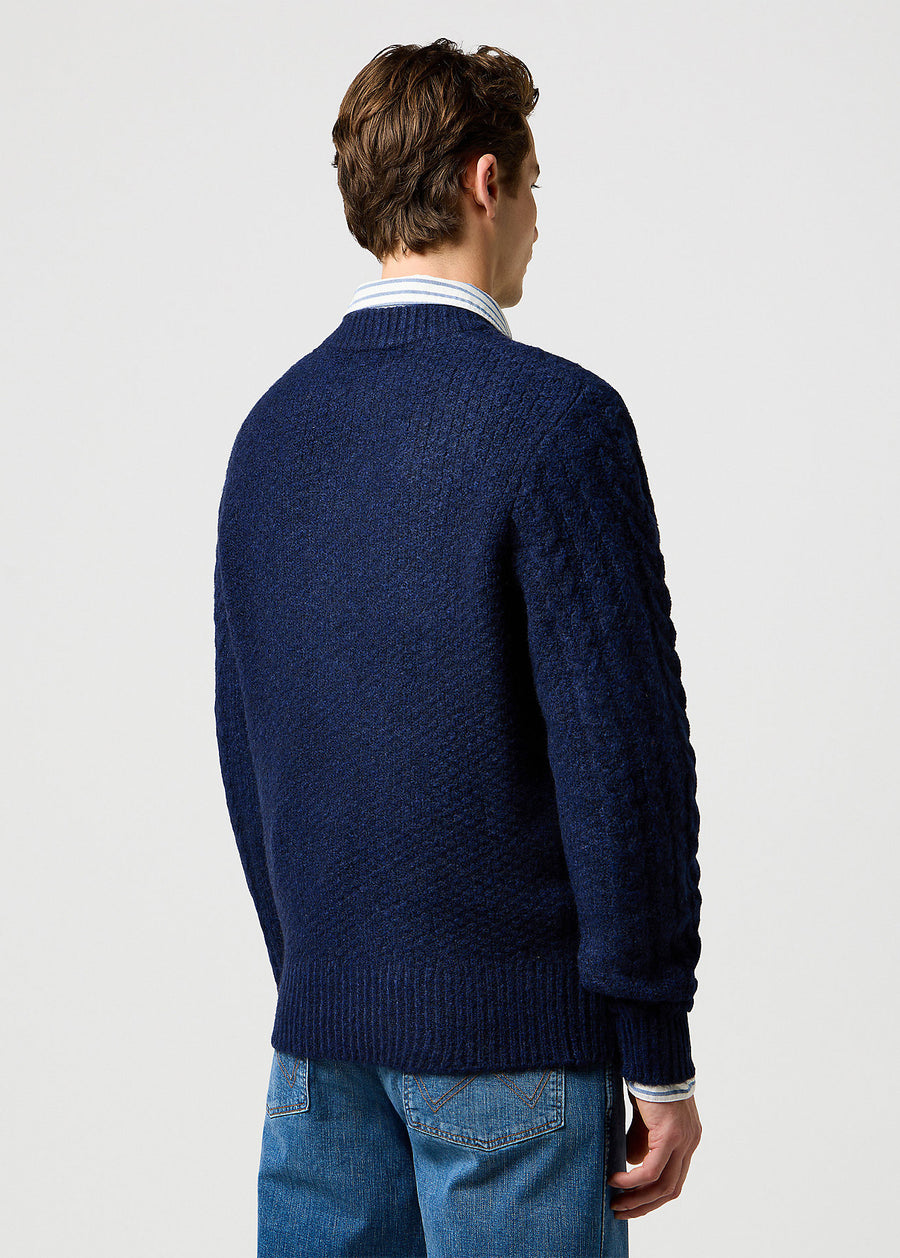 meski sweter wrangler cable knit sweater denim heather 112371654  1 