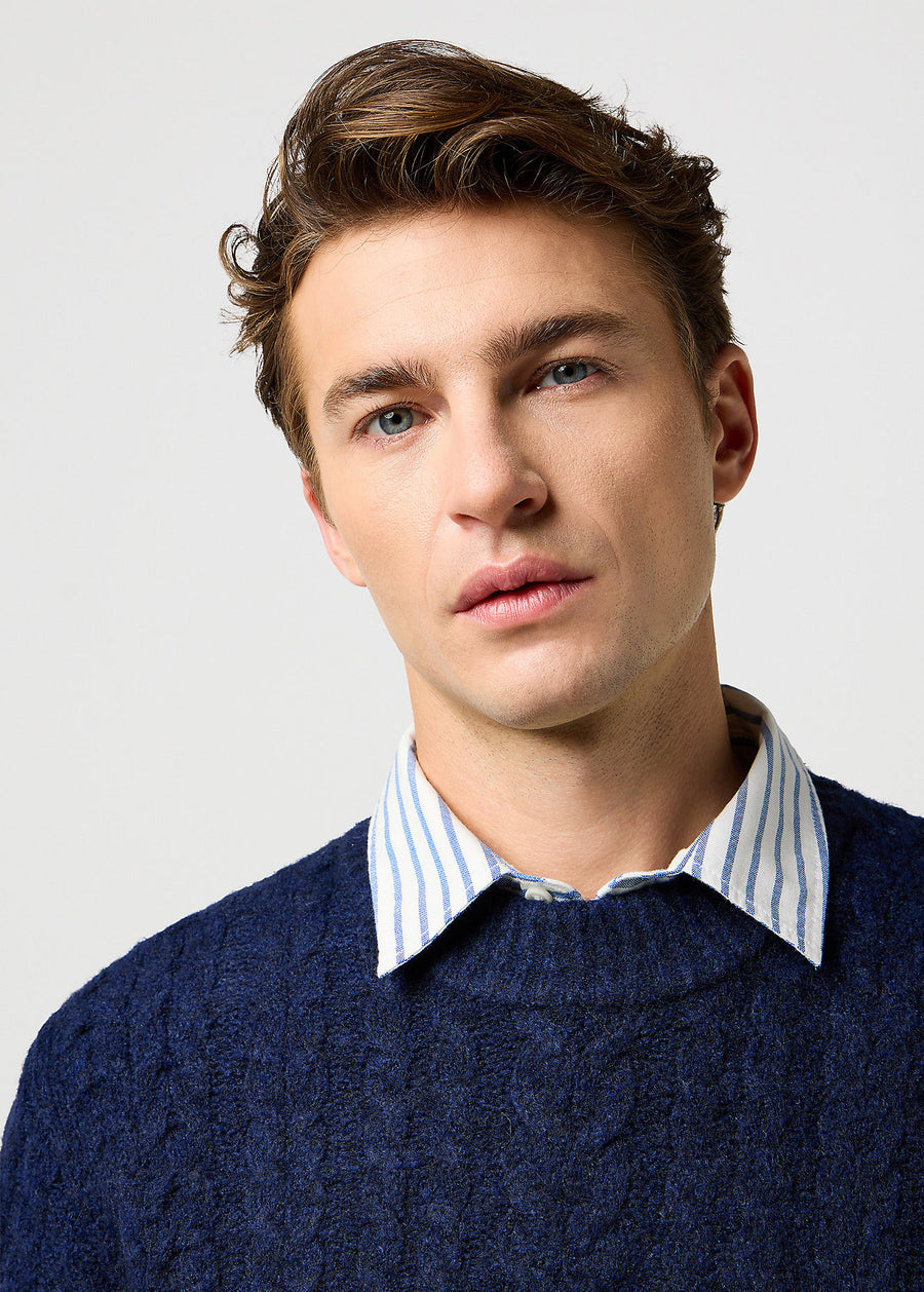 meski sweter wrangler cable knit sweater denim heather 112371654  3 