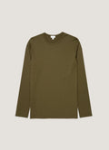 Sunspel T-shirt IS Crew Neck — Khaki / Black