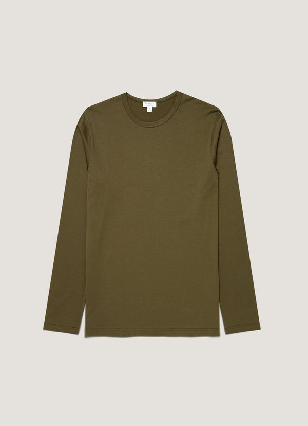 Sunspel T-shirt IS Crew Neck — Khaki / Black