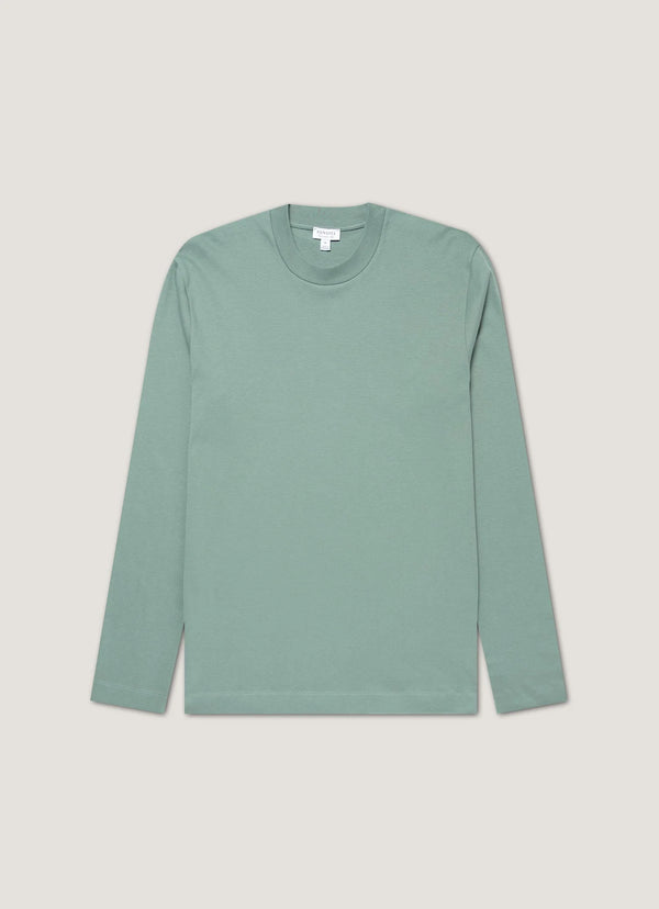 Sunspel T-shirt Heavyweight IS — Smoke Green / Navy