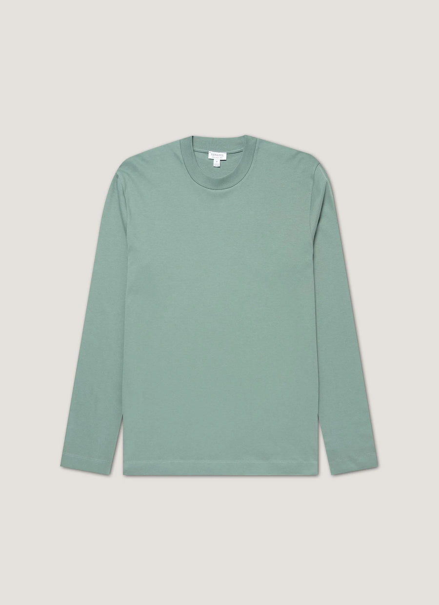 Sunspel T-shirt Heavyweight IS — Smoke Green / Navy