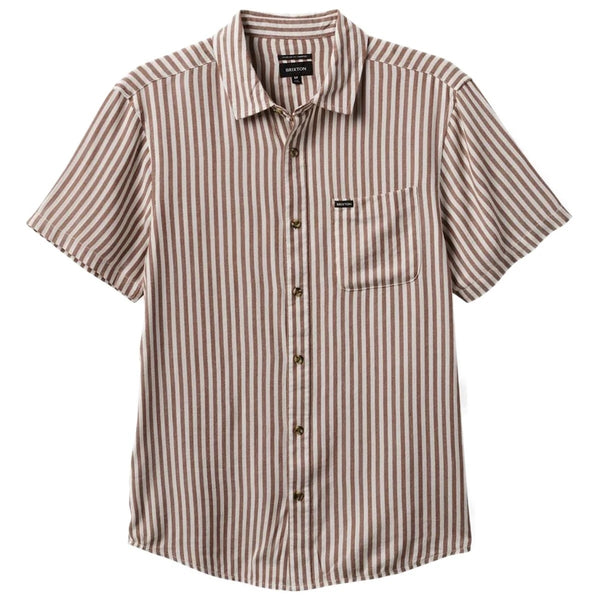 Brixton Charter HB Stripe S/S Woven — Off White/Bison / Trekking Green/Chino