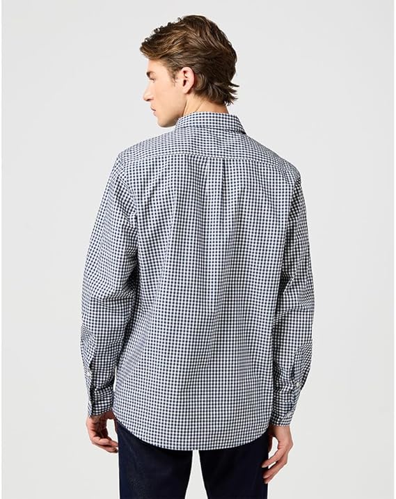 wrangler 1 PKT SHIRT NAVY GINGHAM 1
