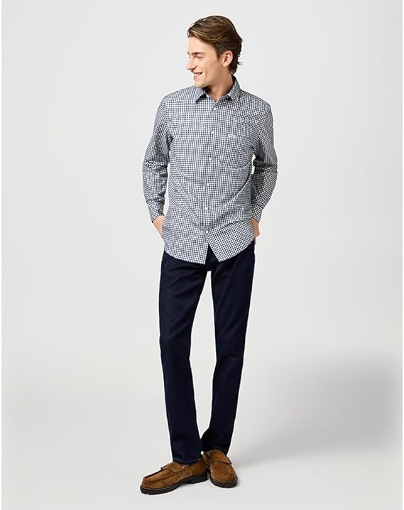 wrangler 1 PKT SHIRT NAVY GINGHAM 3