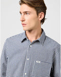 wrangler 1 PKT SHIRT NAVY GINGHAM 5